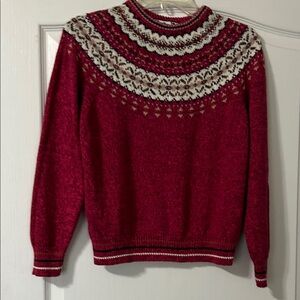 Tiara Red and White Men's Crewneck Sweater